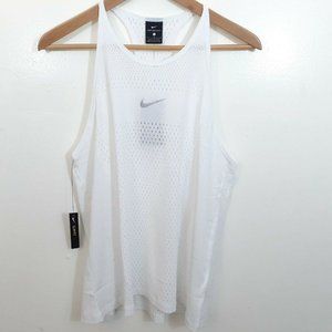 Nike Aeroswift Women’s Running Tank Racerback White Large Slim Fit NWT MSRP $70